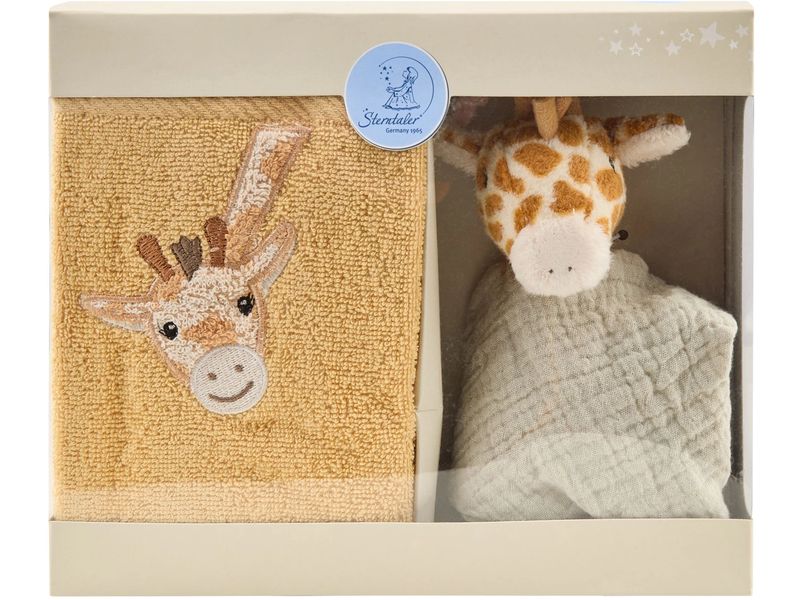 Sterntaler Geschenkset Giraffe Kaya Kinderhandtuch und Schmusetuch in klein mit Rassel