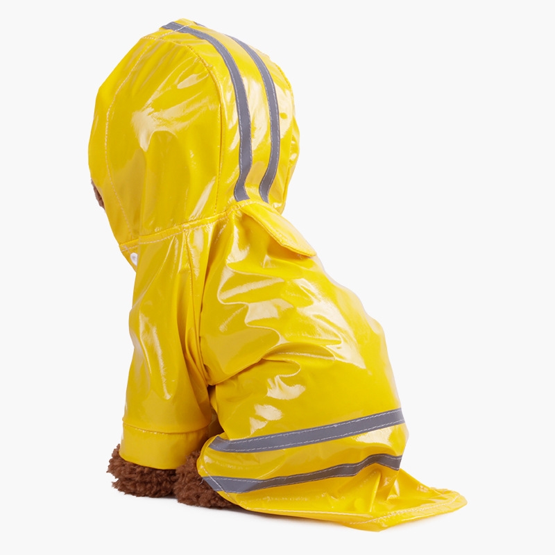 (Gr. L) Wasserabweisende Haustier Regen Jacke Hunde Mantel mit Kapuze   Reflektoren - Gelb