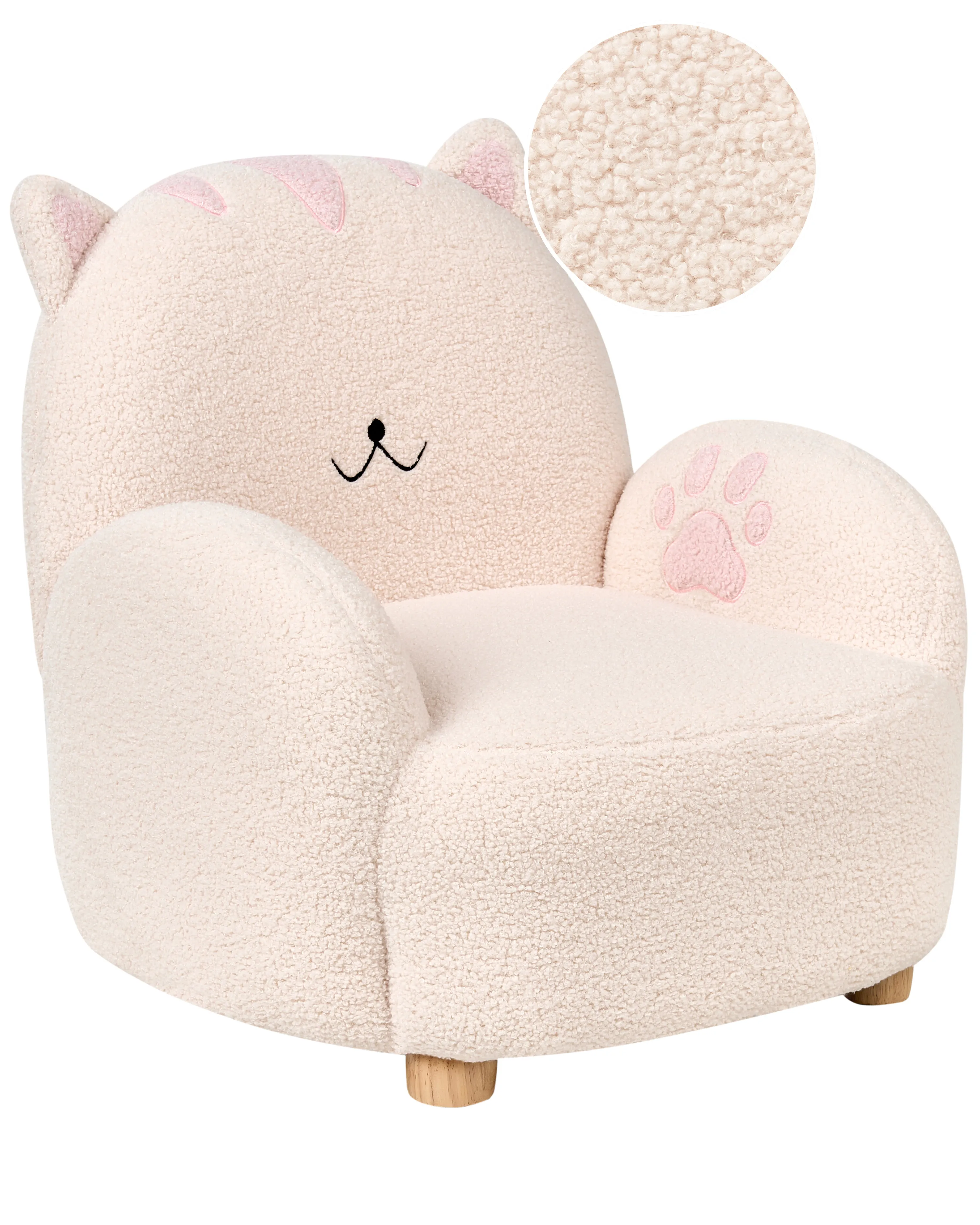 Kinderfauteuil Kat ZOAR Bouclé Gebroken wit