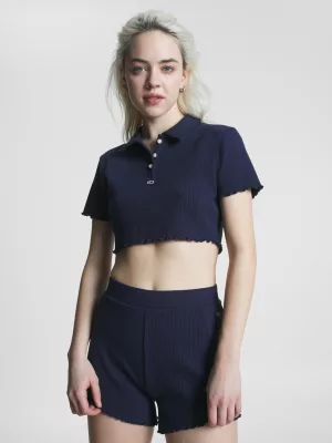 Polo cropped Pointelle