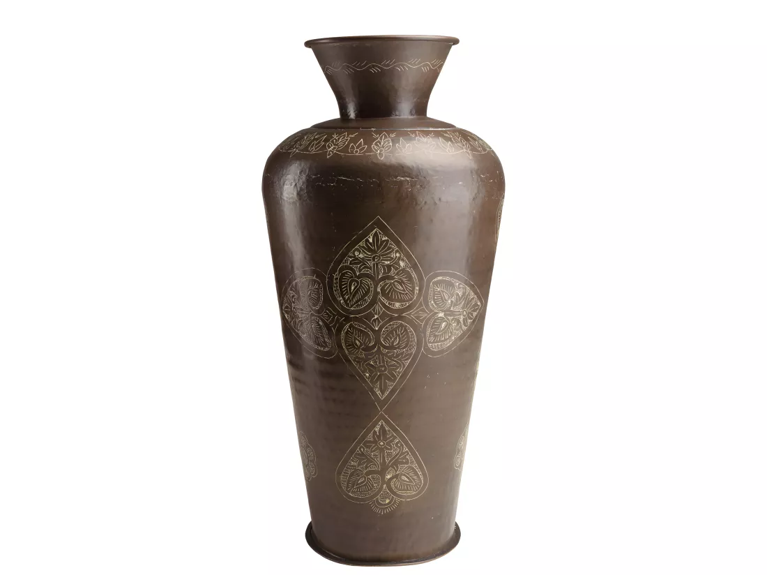 HONORE - Vase alu L40cm H85cm couleur cuivre foncé patine antique
