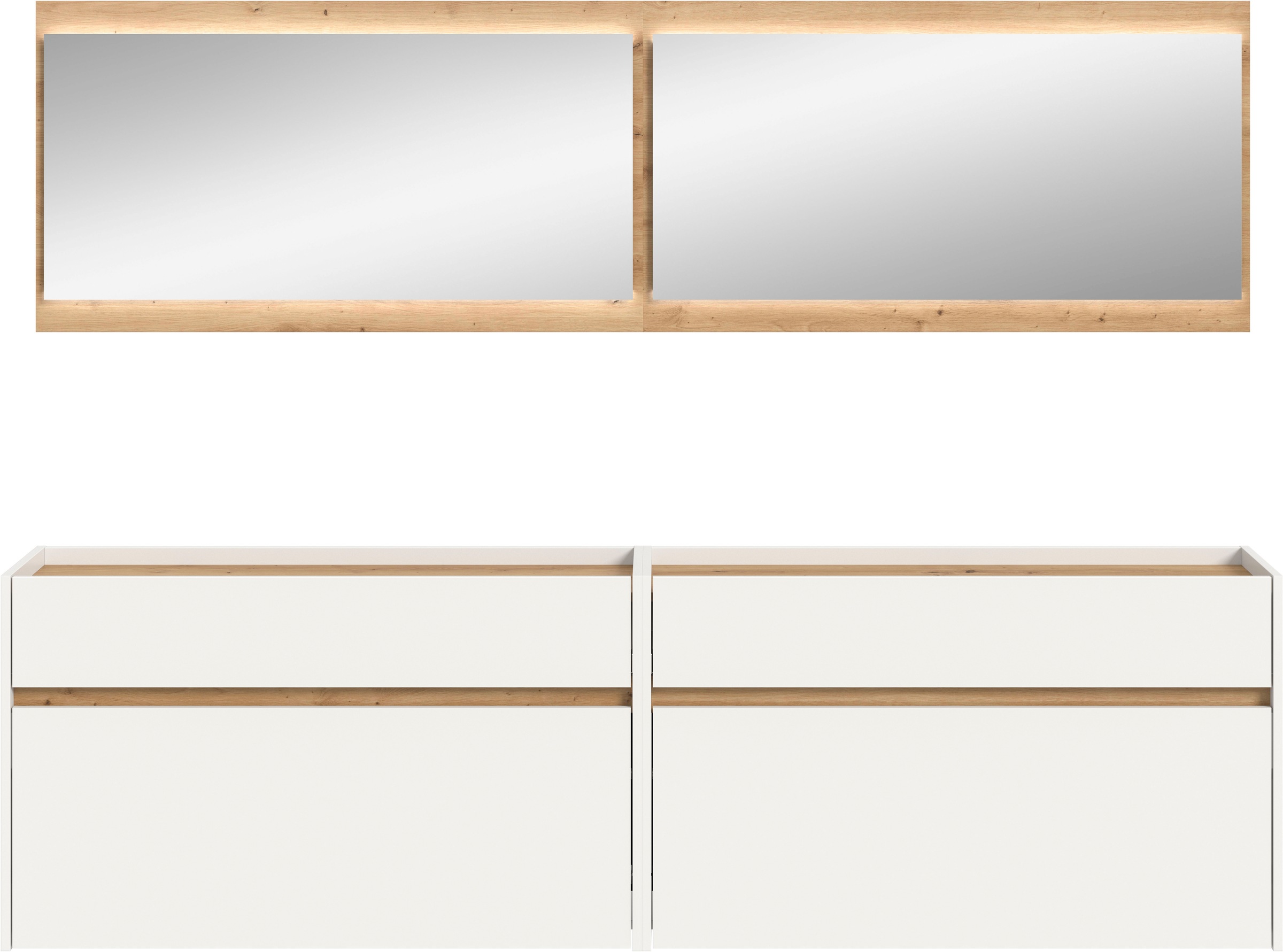 INOSIGN Garderoben-Set »EVRID, 4-teilig, Breite 220 cm, inkl. Beleuchtung« best. aus: 2x Kommode und 2x Spiegel, 4 Stk. tlg.