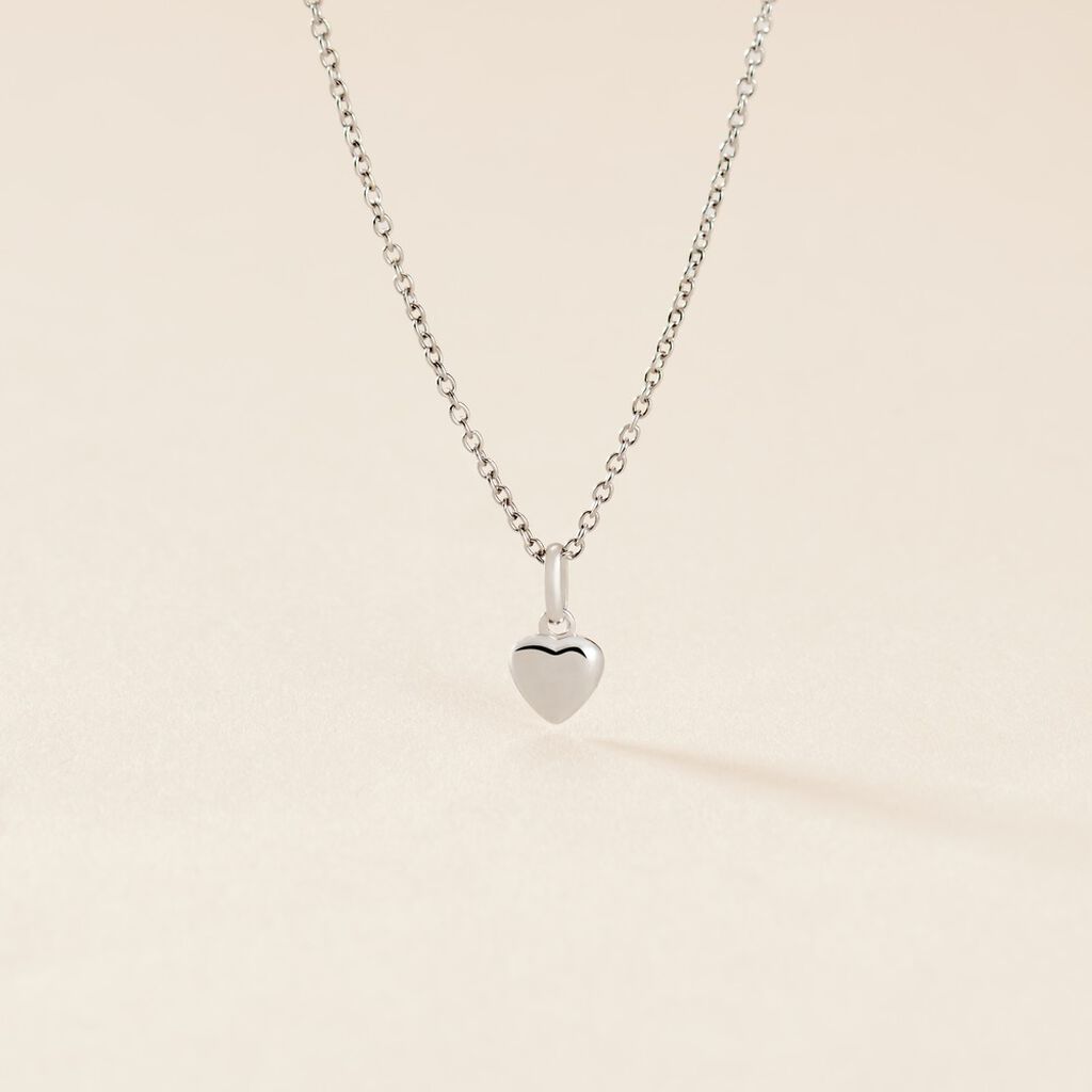 Pendentif Eudocie Coeur Lisse Or Blanc