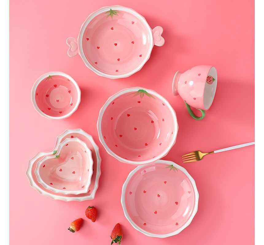 Choyce - Aardbeien Keramische Kom / Bord / Lepel (diverse designs)
