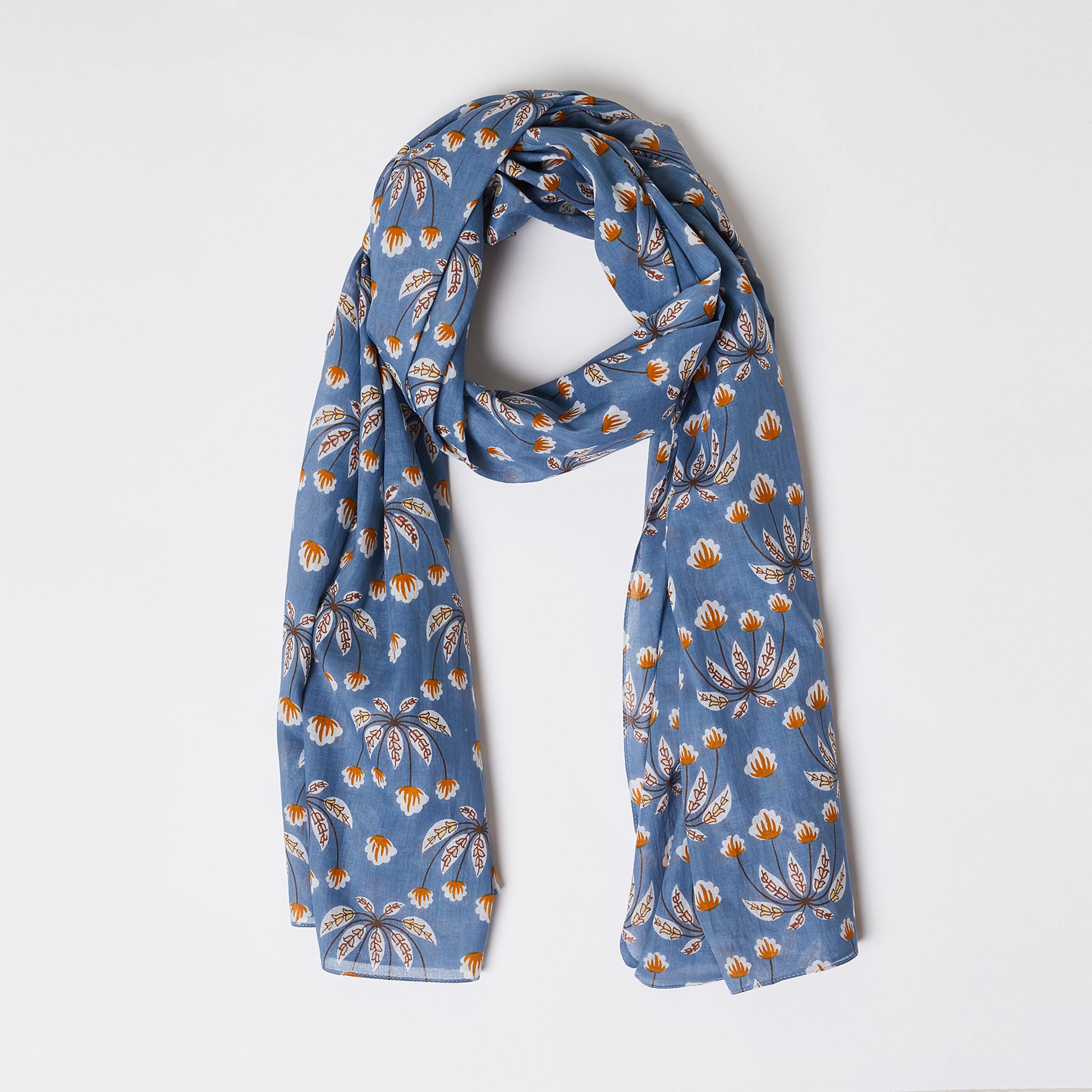 Etole imprimé fleuri femme - BLEU