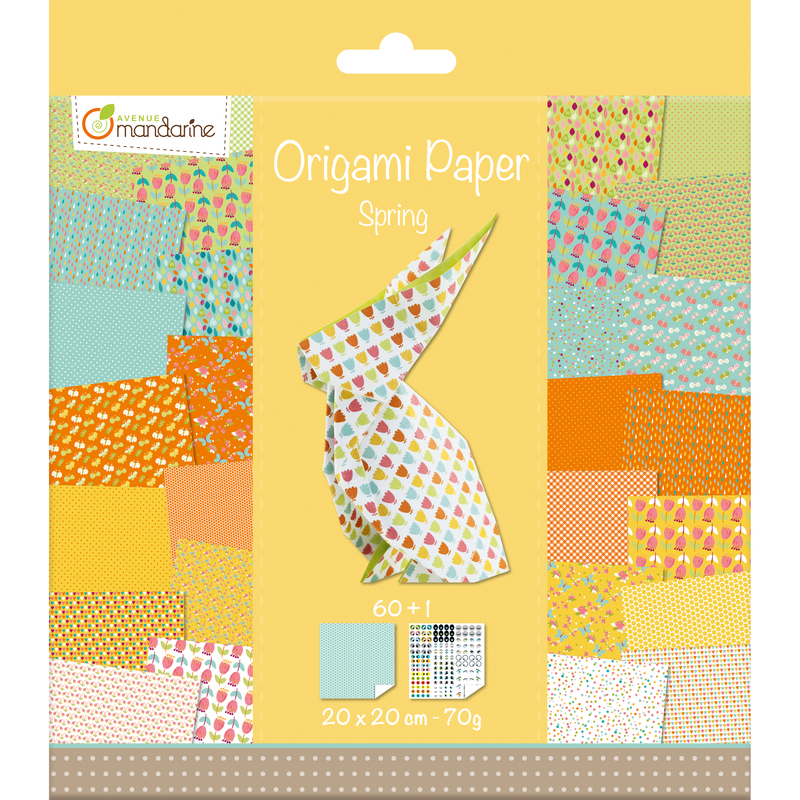 Mandarine Origamipapier Frühling, 20 x 20 cm, assortiert, 60 Blatt