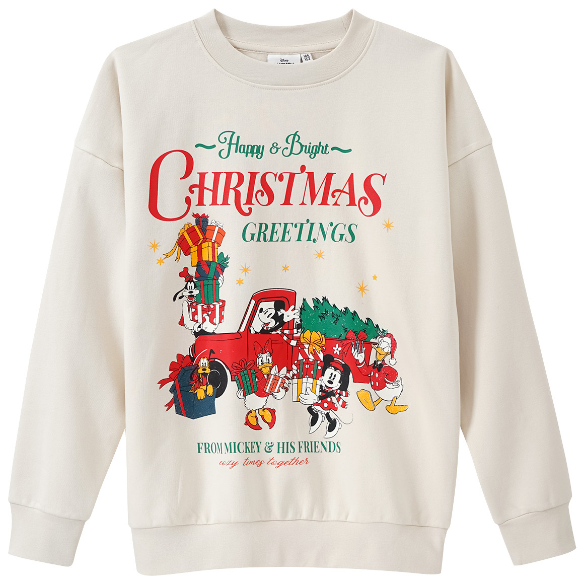 Yigga Micky Maus Weihnachtssweatshirt mit Print creme