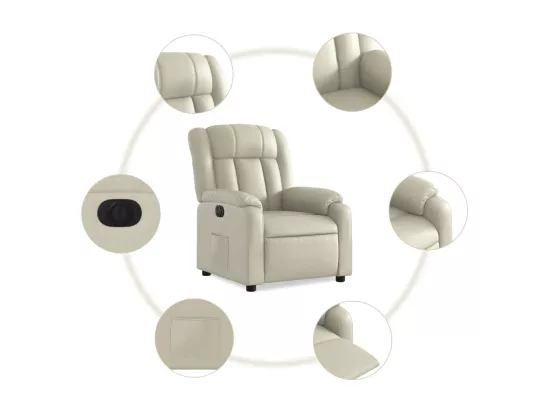 Fauteuil inclinable électrique Crème Similicuir