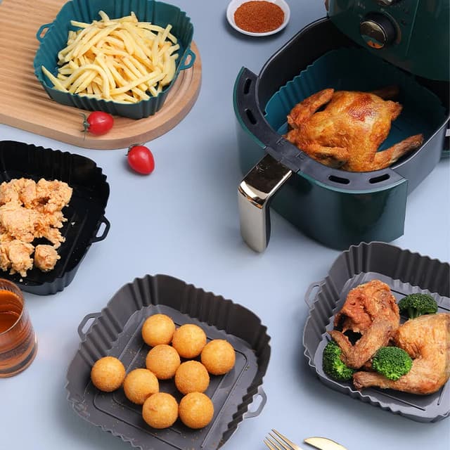 Silikoneskål til airfryer bund diameter 16 cm Grå