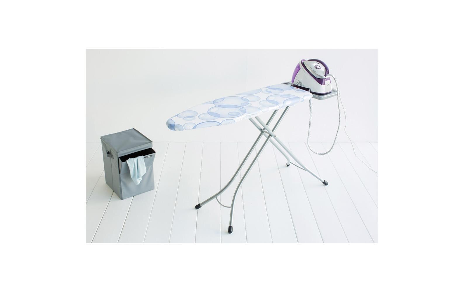 Bügeltisch mit Dampfstationsablage Bubbles<br>Bügelbrett B, 124 cm x 38 cm