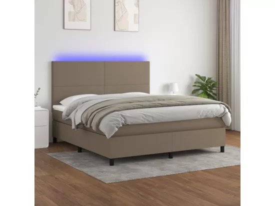 Sommier tapissier avec matelas et LED Taupe 160x200 cm Tissu