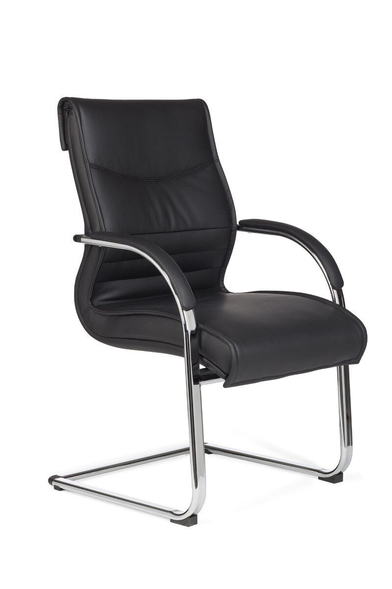 KADIMA DESIGN Freischwinger SANGRO Kunstleder, Chromgestell, Lendenstütze, bis 120 kg, in Caramel/Weiß/Schwarz