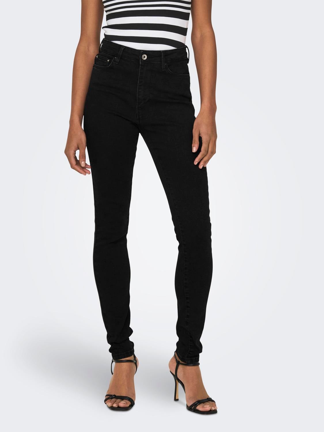 ONLICONIC Hohe Taille Skinny Fit Jeans Black Denim