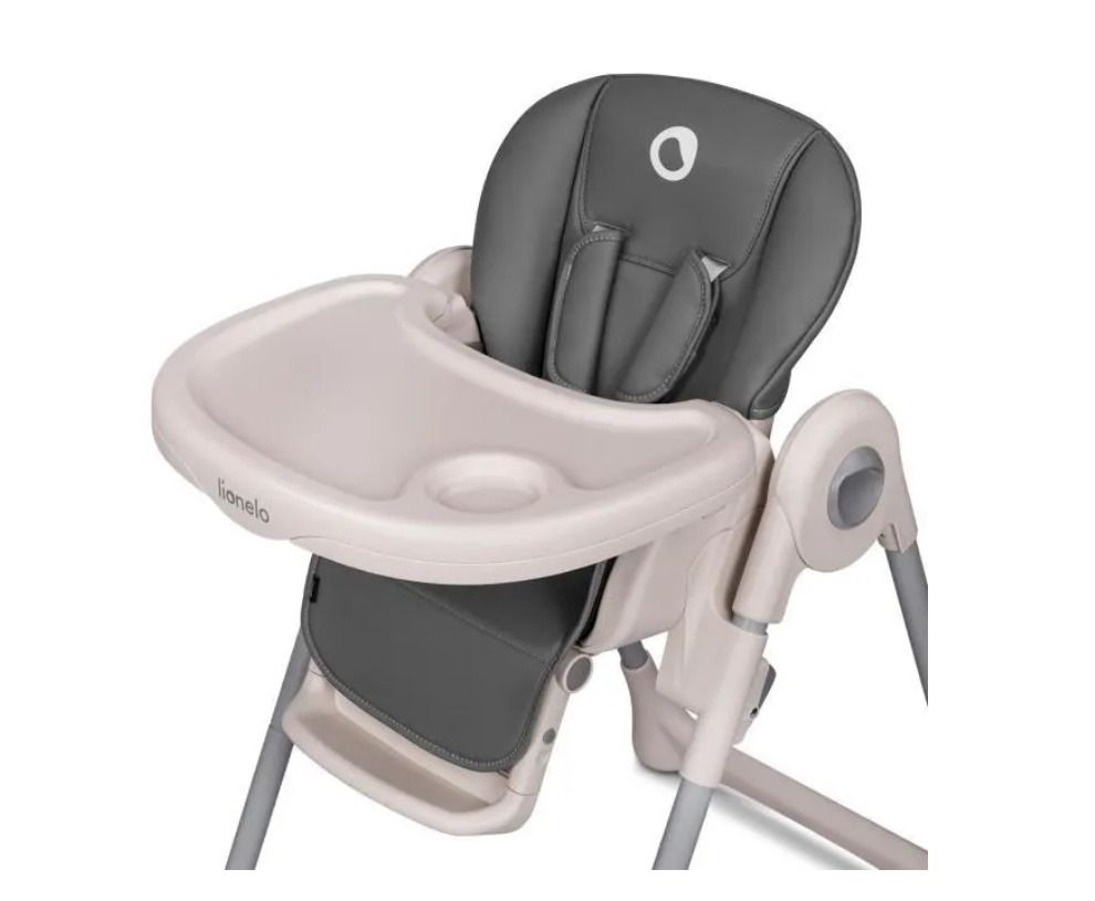 LIONELO Zanna, chaise haute pliable, portable avec roulettes, plateau double spacieux, plateau et repose-pieds réglables