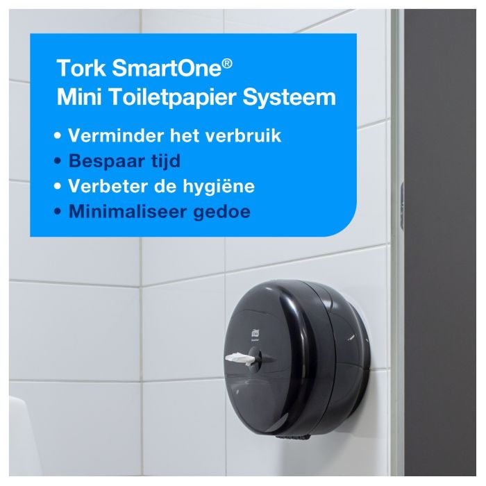 Tork 681008 T9 SmartOne Mini Toilet Roll Dispenser Elevation, zwart (681008)