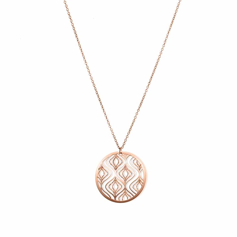 Collier Argent Rose Lotus Scintillantes