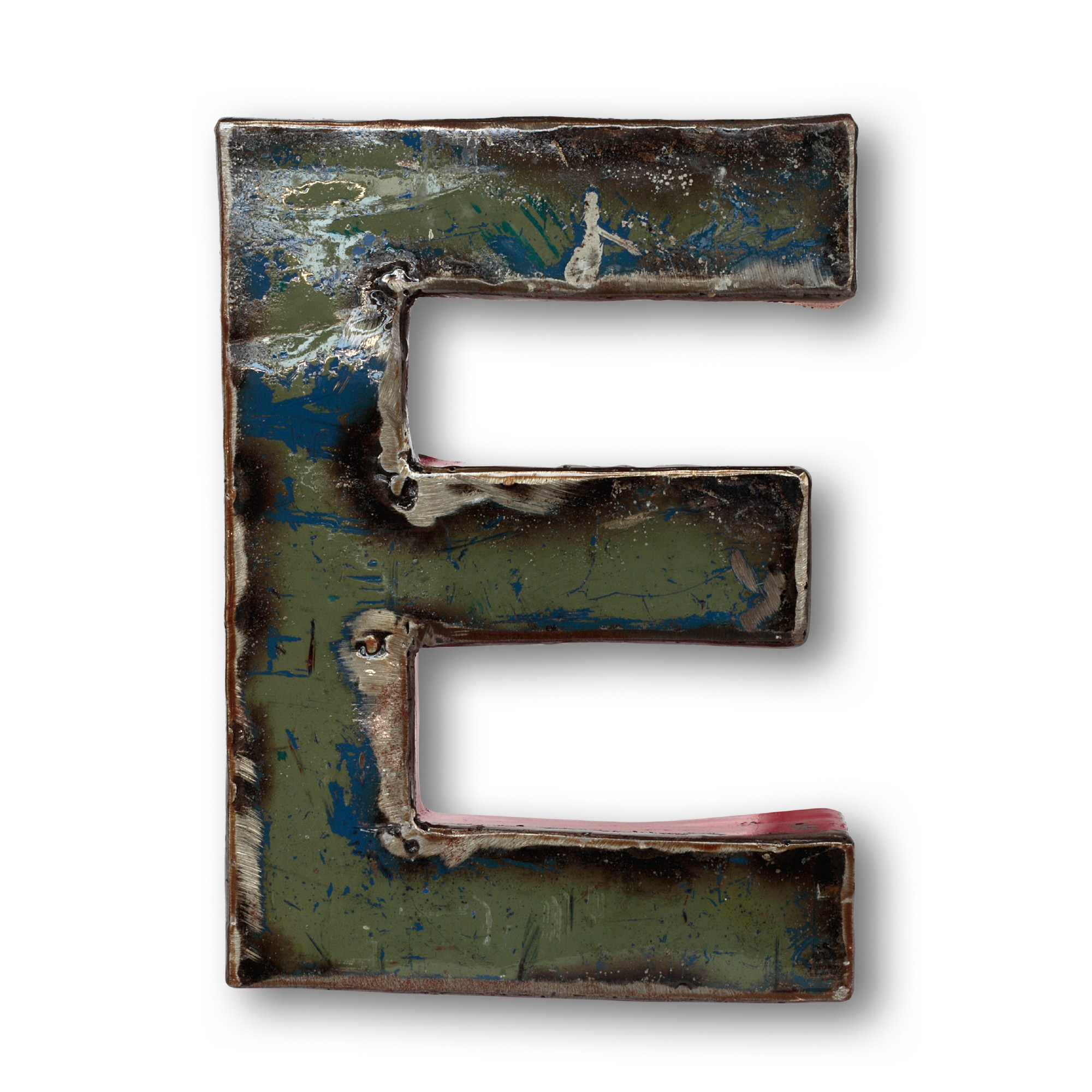 Metallbuchstabe 'E', multicolor, T 14 cm, B 20 cm, H 4 cm von fischer's lagerhaus
