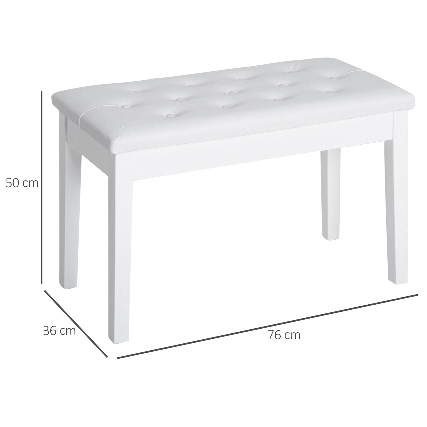 HOMCOM Klavierbank Stilvoll, robust, langlebig Weiß 76 x 36 x 50 cm (LxBxH)