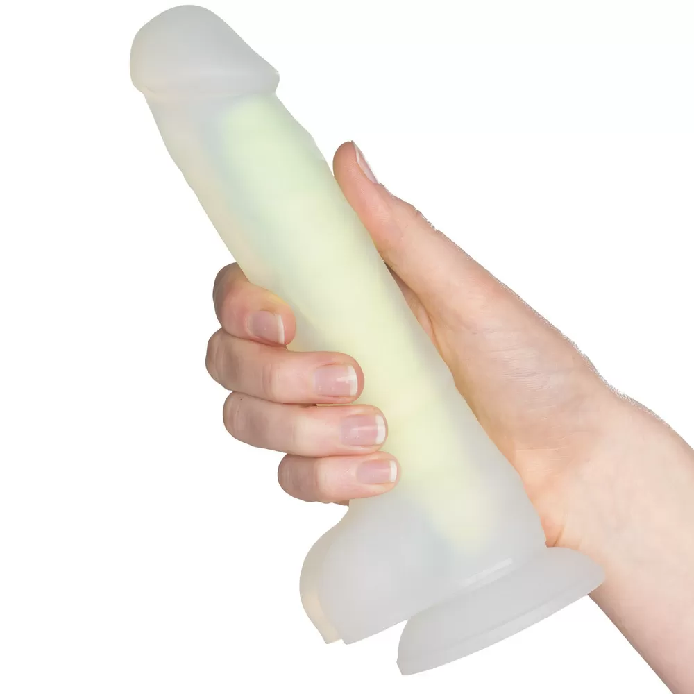 Baseks Silikone Dildo, Glow in the Dark - 21,5 cm.