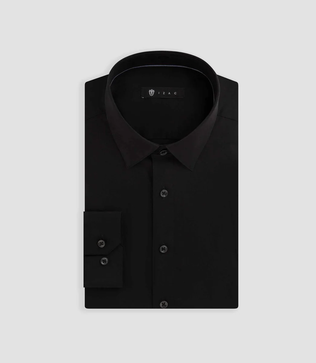 Chemise coton stretch noir 
