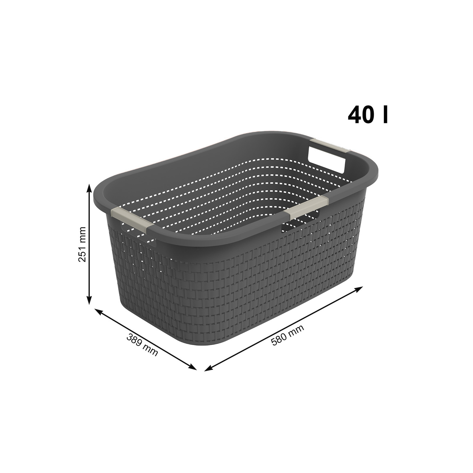 (40l) COUNTRY Wäschesammler Badezimmer Wäschekorb (1040408853) - Anthrazit