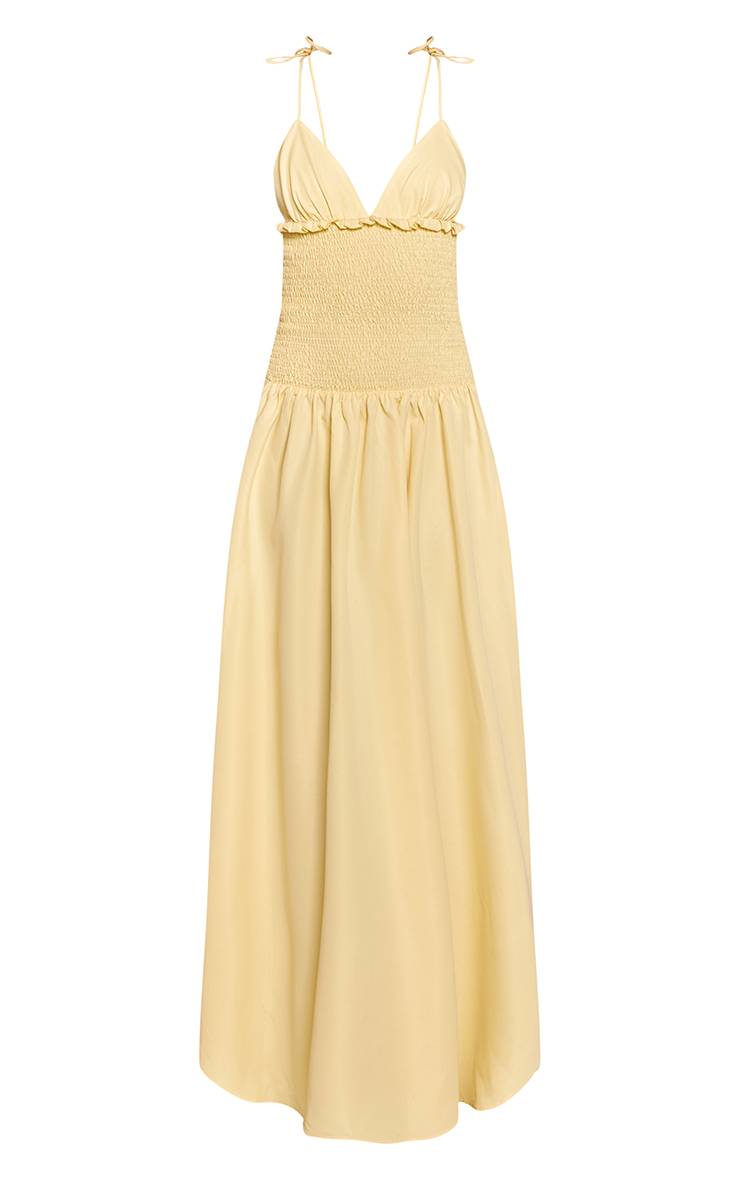 Citron Robe Maxi Tissée À Bretelles Avec Taille Froncée