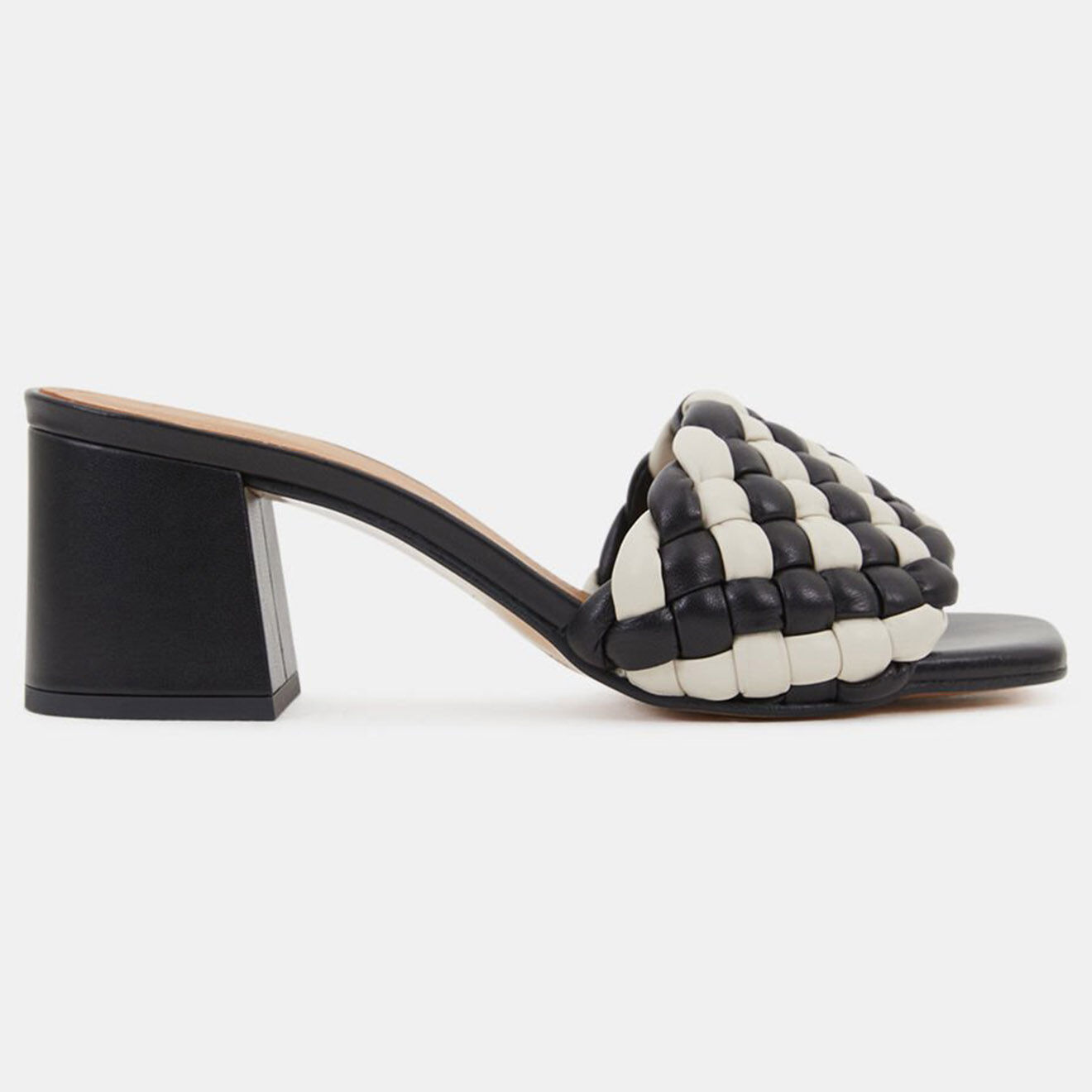 Flattered Mules en Cuir Odessa noir/blanc - Talon 5.5 cm