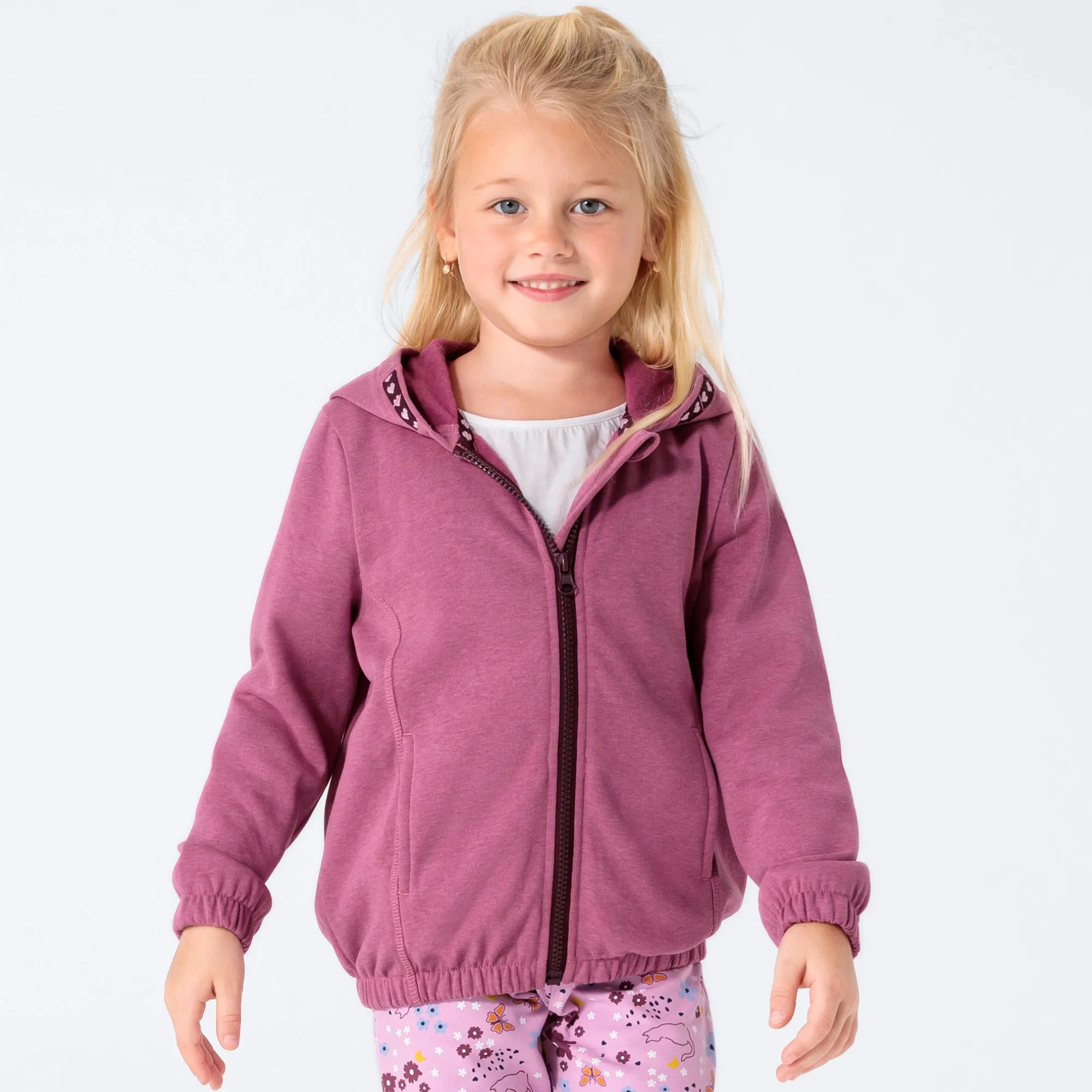 Mädchen-Sweatjacke in Melange-Optik
