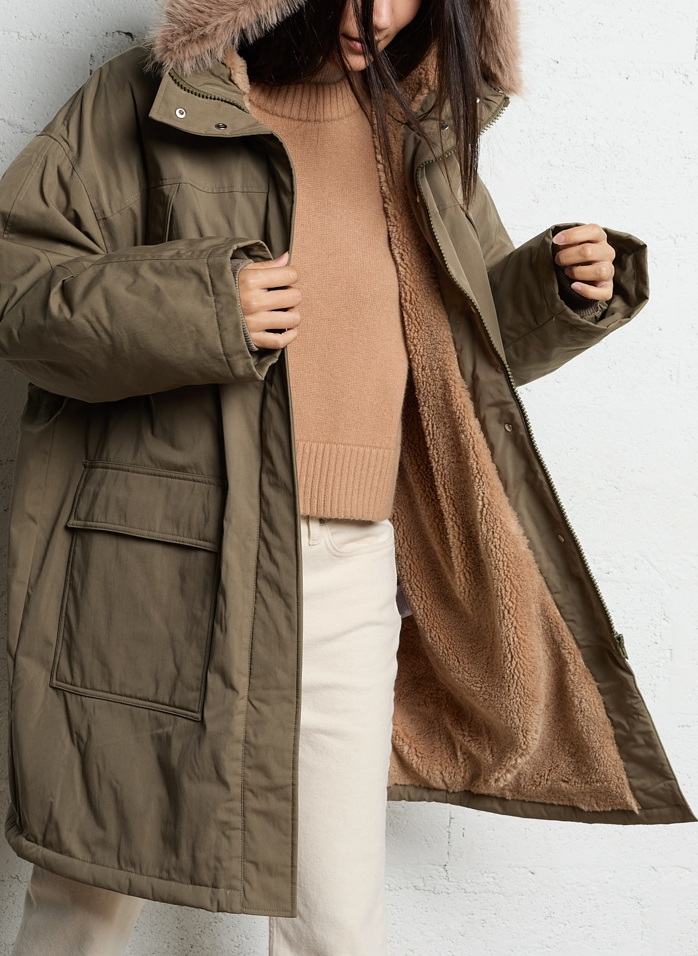 HOGGAR - Parka longue en coton mélangé | Beige