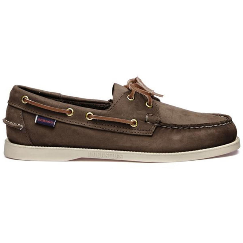 DOCKSIDES NUBUCK BROWN DK - YELLOW GOLD-CHAUSSURES BATEAU POUR HOMME EN NUBUCK