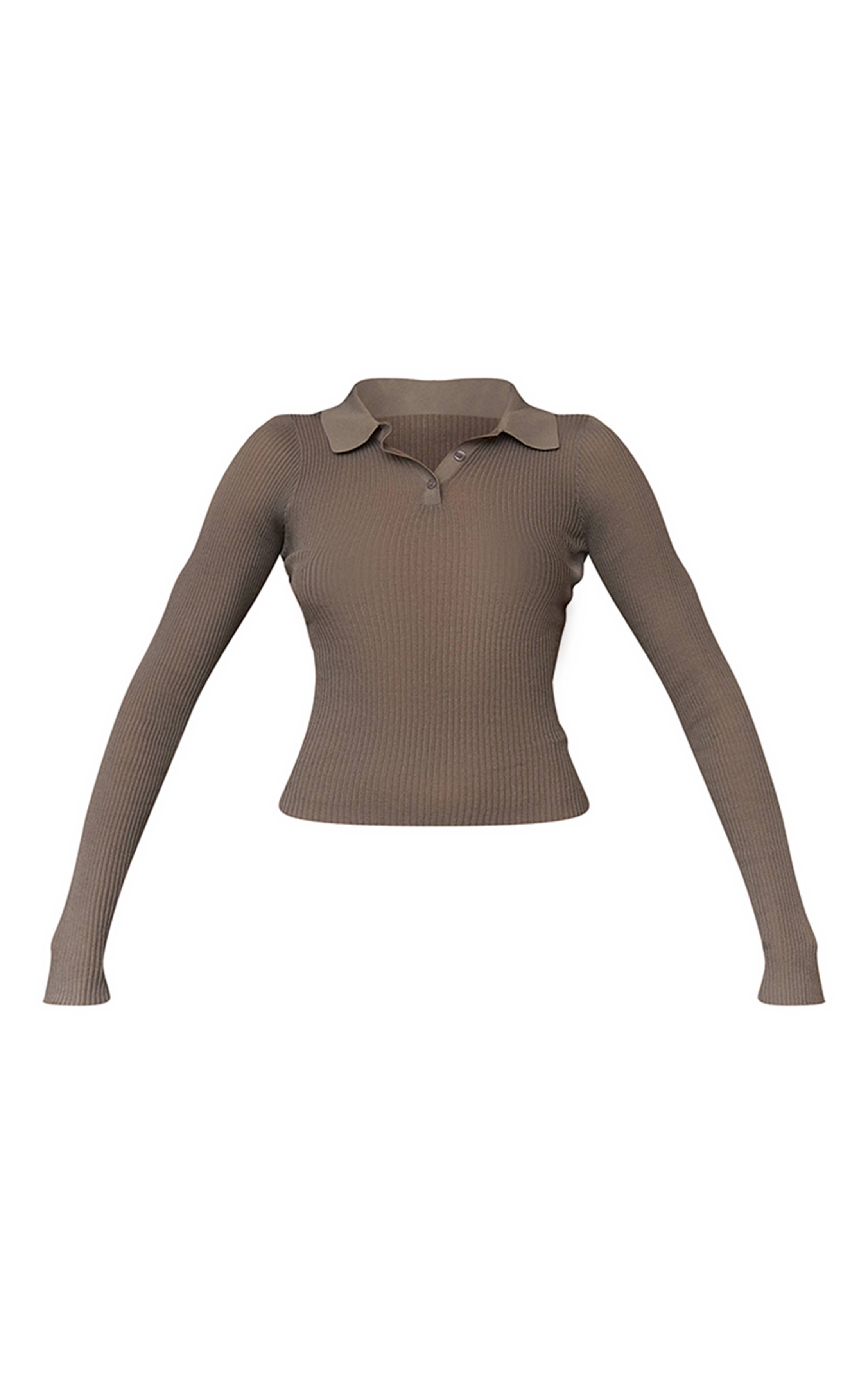 Gris Haut Polo En Maille Transparente Douce