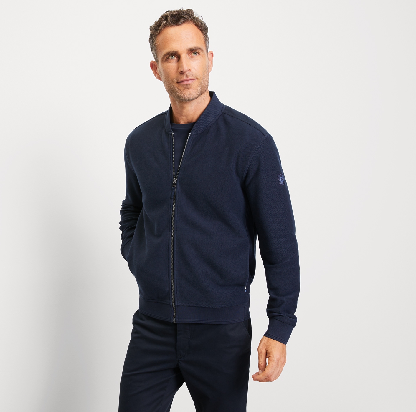 OLYMP Sweatjacke , regular fit, basic, Stehkragen