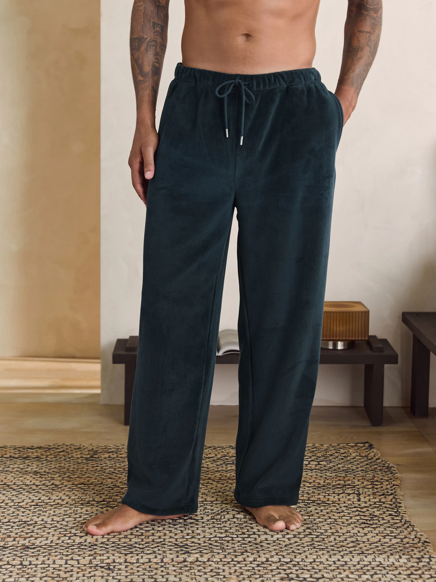 Donkerblauw - Jersey Textured Ribbed Joggers