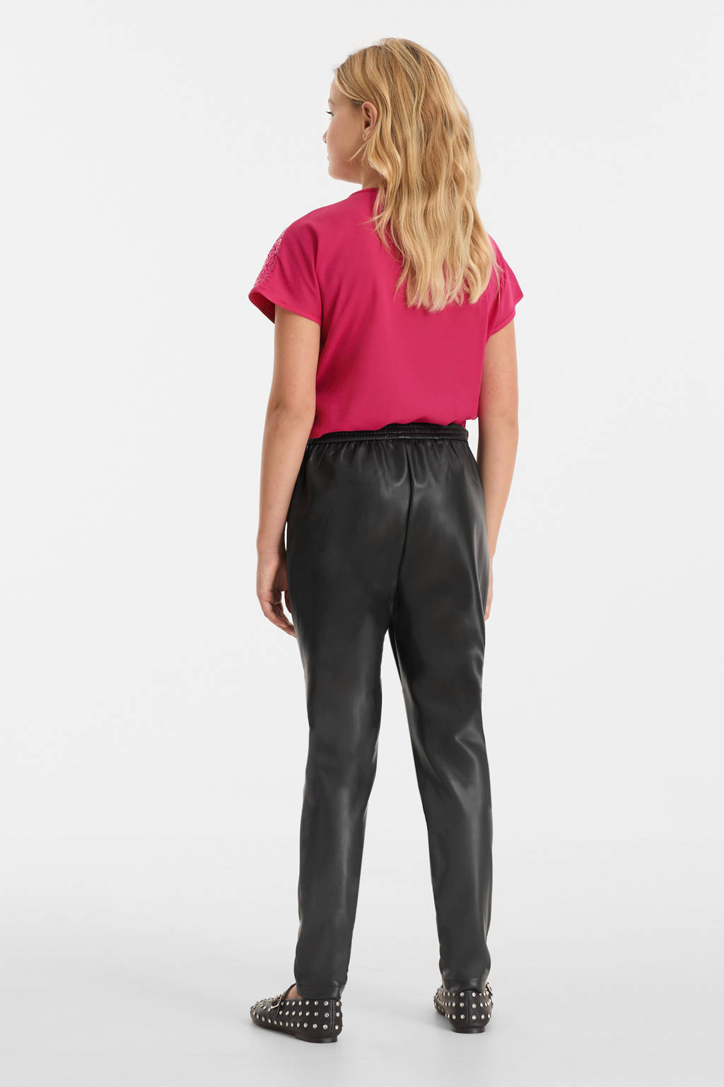 anytime Joggingbroek imitatieleer zwart