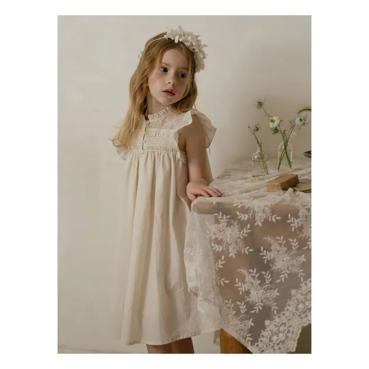 Louisiella Robe Audrey Manches Volantées | Beige