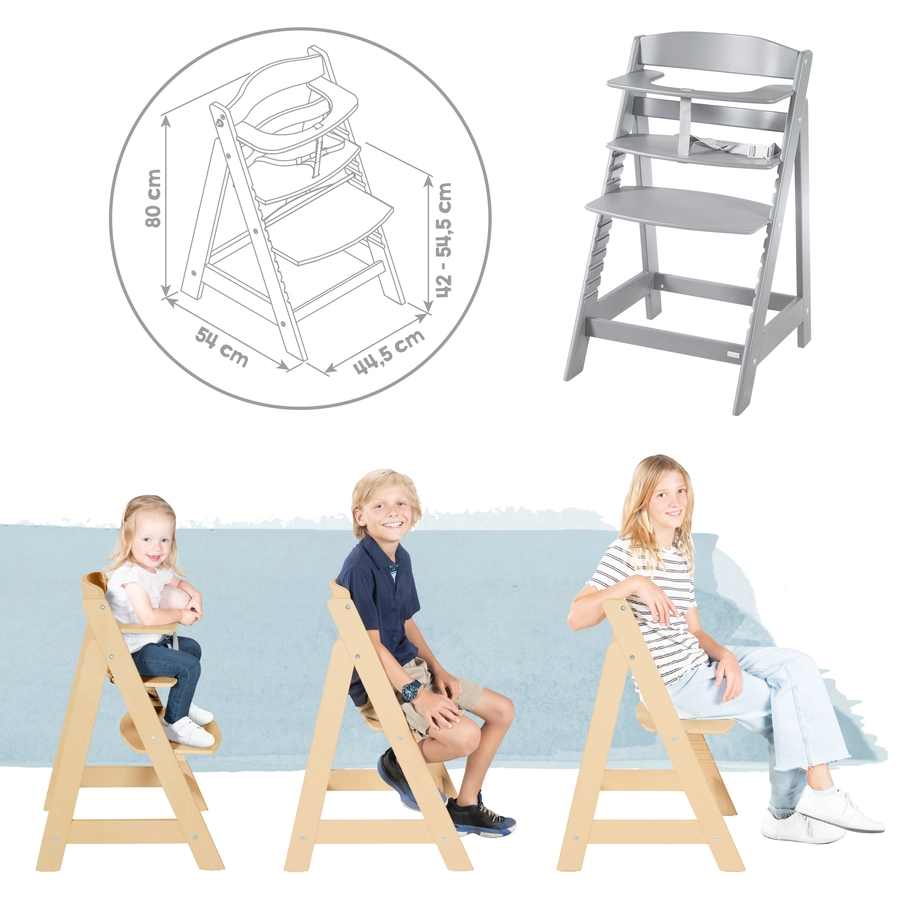 roba Treppenhochstuhl Born Up taupe Set 2 in 1 inkl. Aufsatz Stone gesteppt