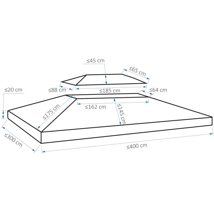 Outsunny Pavillondach für 3 x 4 m Grundflächen grau