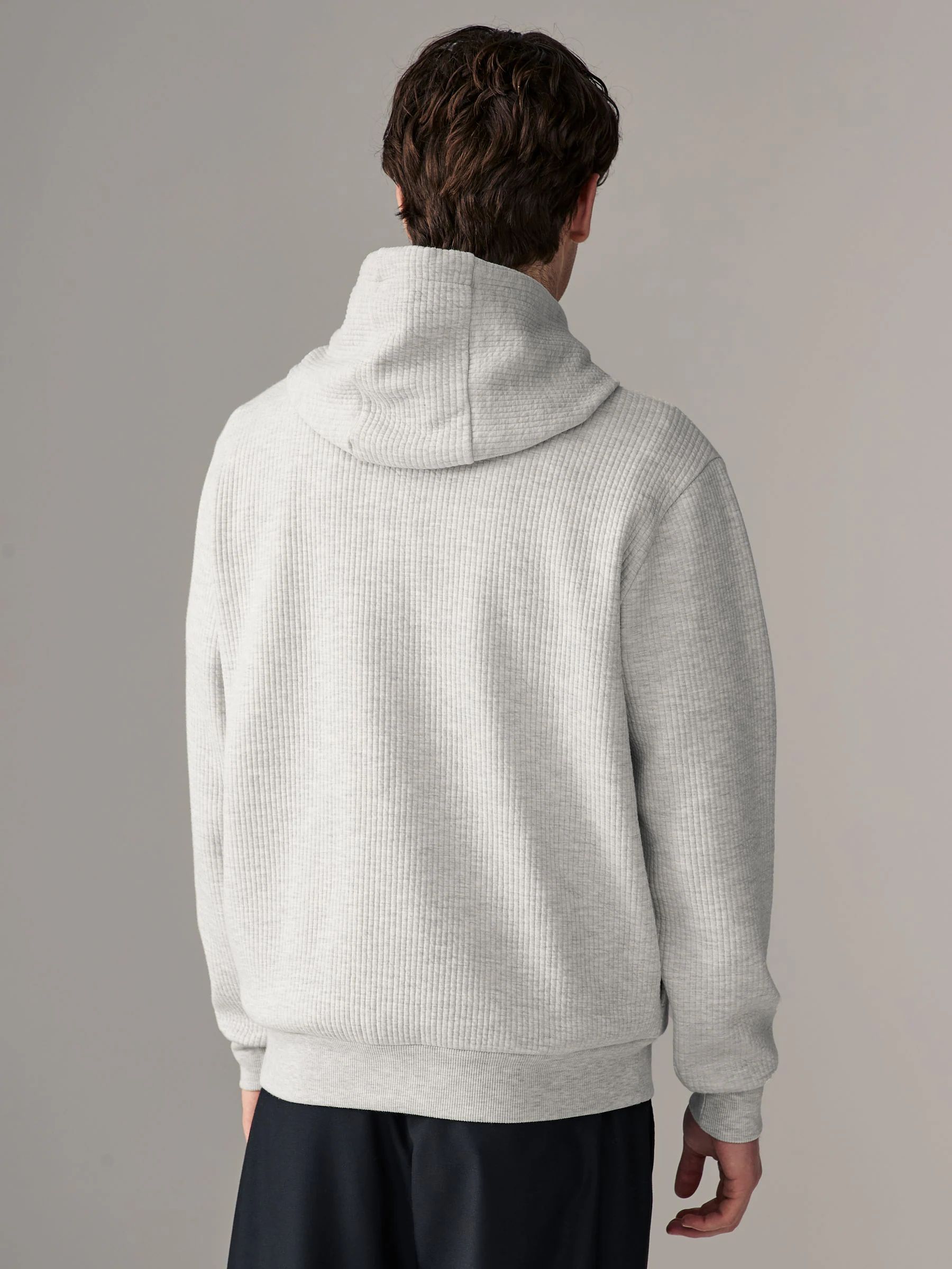 Grijs gemêleerd - Lineaire textuur hoodie