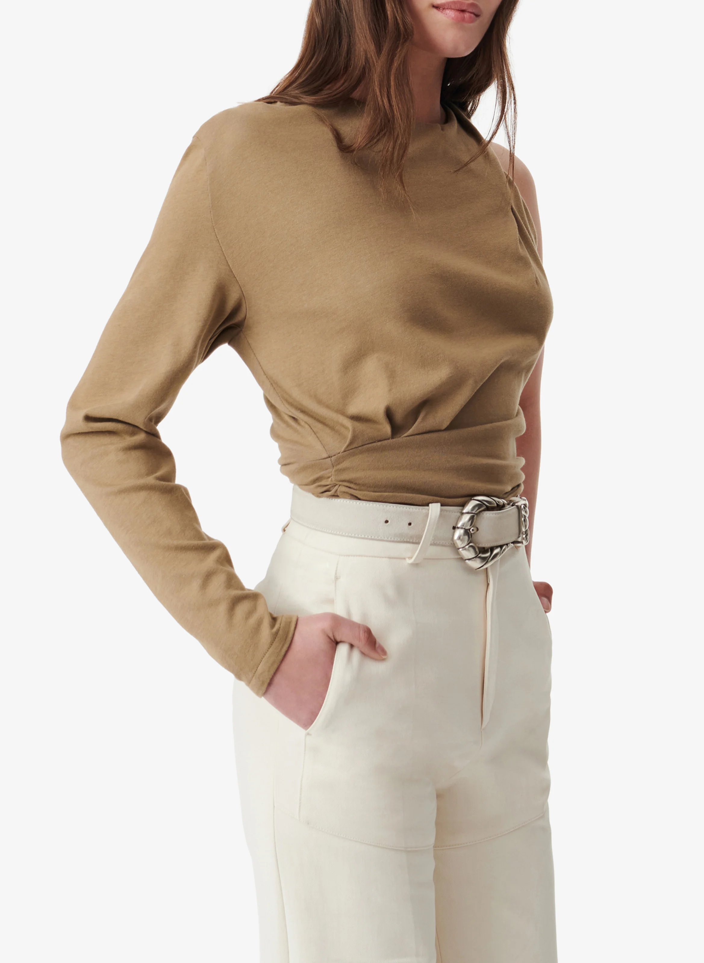 JOVANKA - Top asymétrique ajusté | Kaki