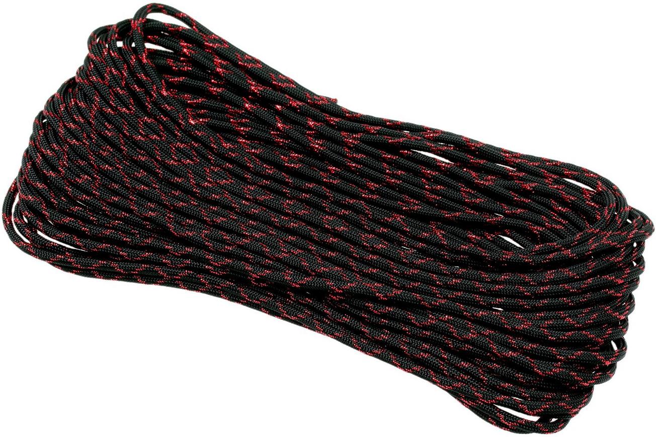 Knivesandtools 550 paracord type III, kleur: red knight with red metallic X - 50 ft (15,24 meter)