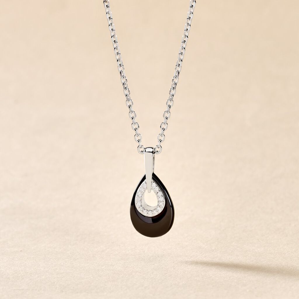 Collier Héléane Argent Blanc Céramique Et Oxyde De Zirconium