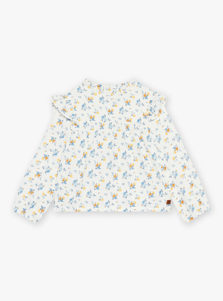 Blouse écrue à imprimé fleuri en gaze de coton