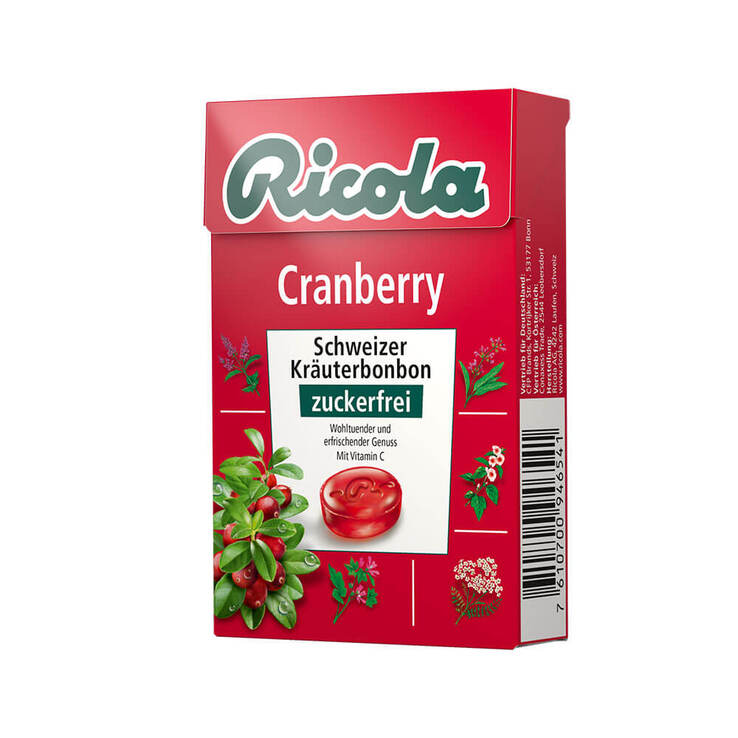 Ricola ohne Zucker Box Cranberry Bonbons, 50 g