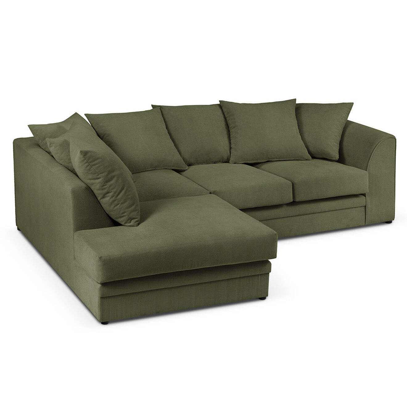 Mazzini Sofas Canapé d'angle Gauche Quince Velours côtelé 4 Places vert - 221x171x80 cm