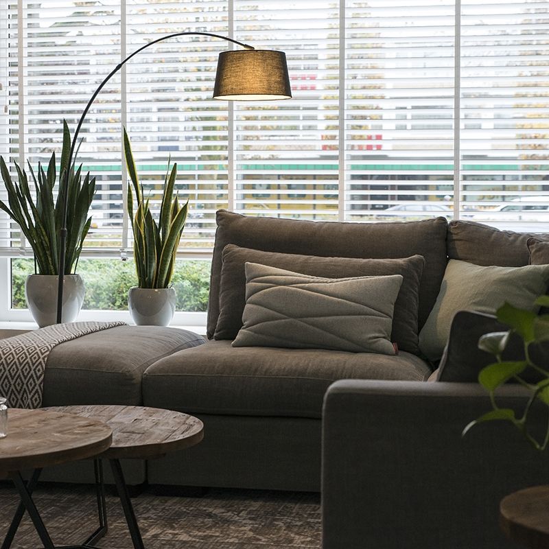 Moderne booglamp zwart met zwarte stoffen kap - Arc Basic
