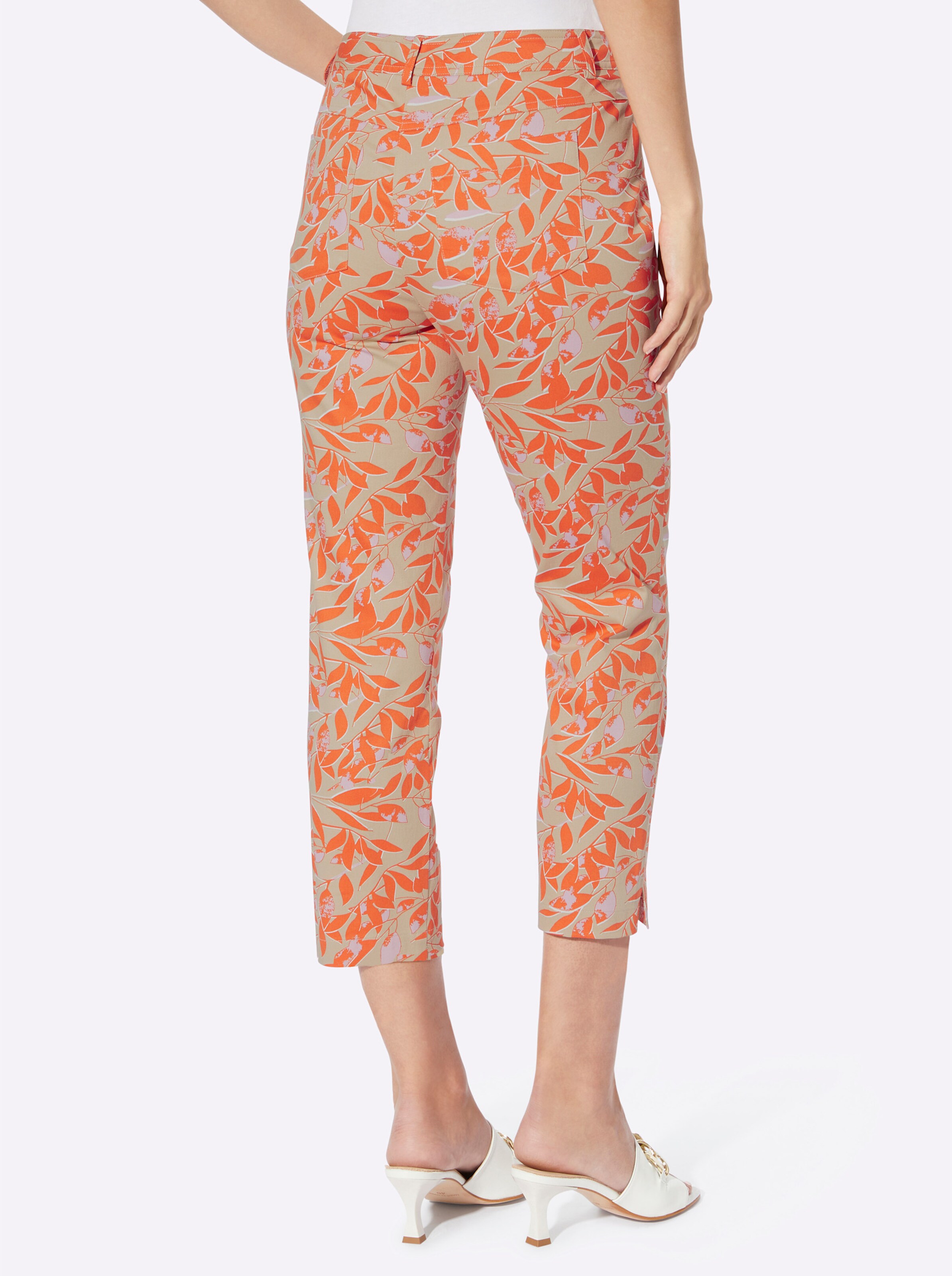 heine Druck-Hose in beige-orange-bedruckt