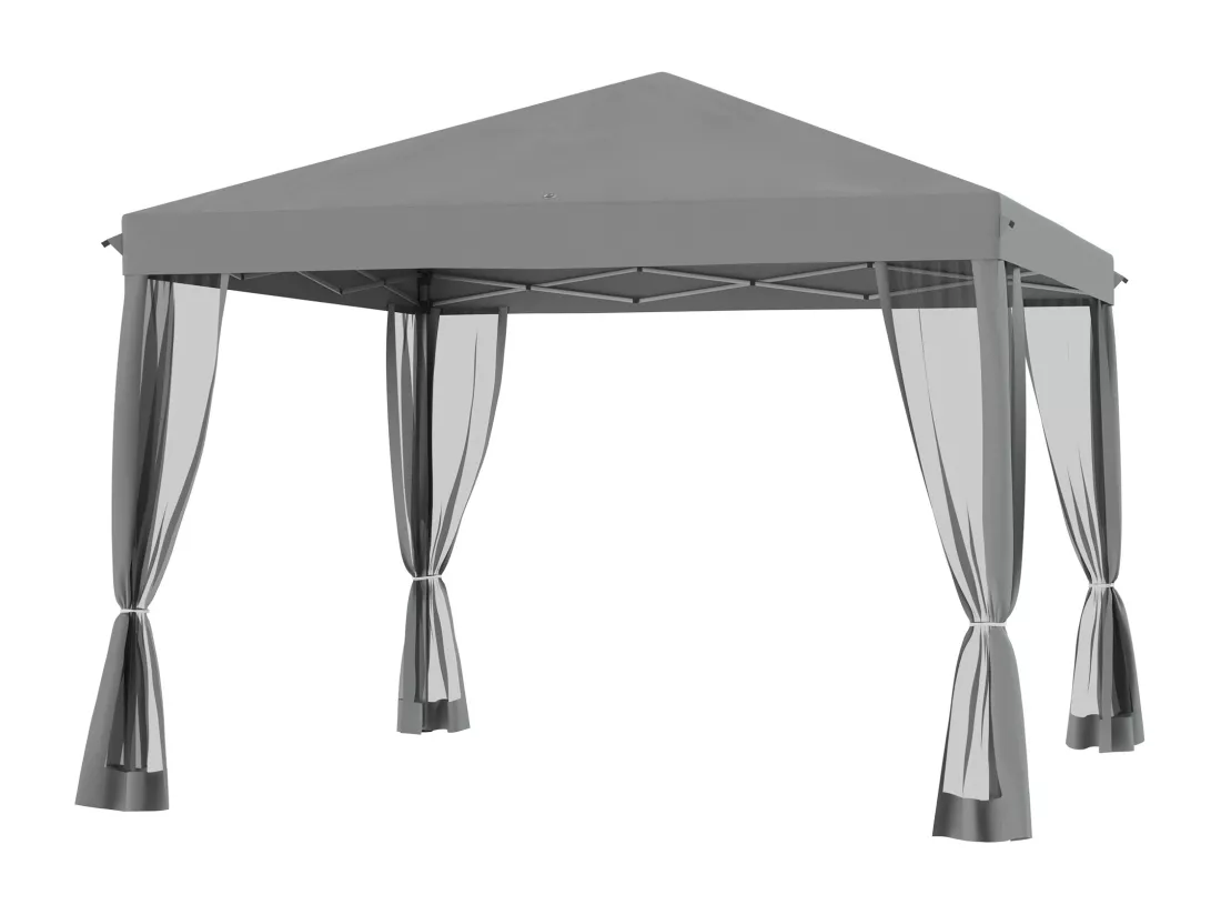 Tonnelle barnum pliant style colonial 2,95L x 2,95l x 2,6H m 4 moustiquaires + sac de transport gris