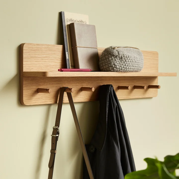 Hübsch Interior - Kleiderhaken mit Regal 3 Haken, Eiche