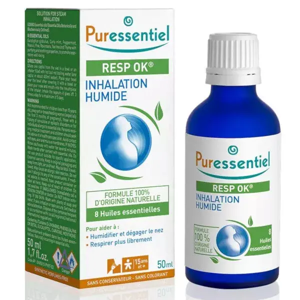 Puressentiel Solução para Inalação Respiratória Úmida com 8 Óleos Essenciais 50ml