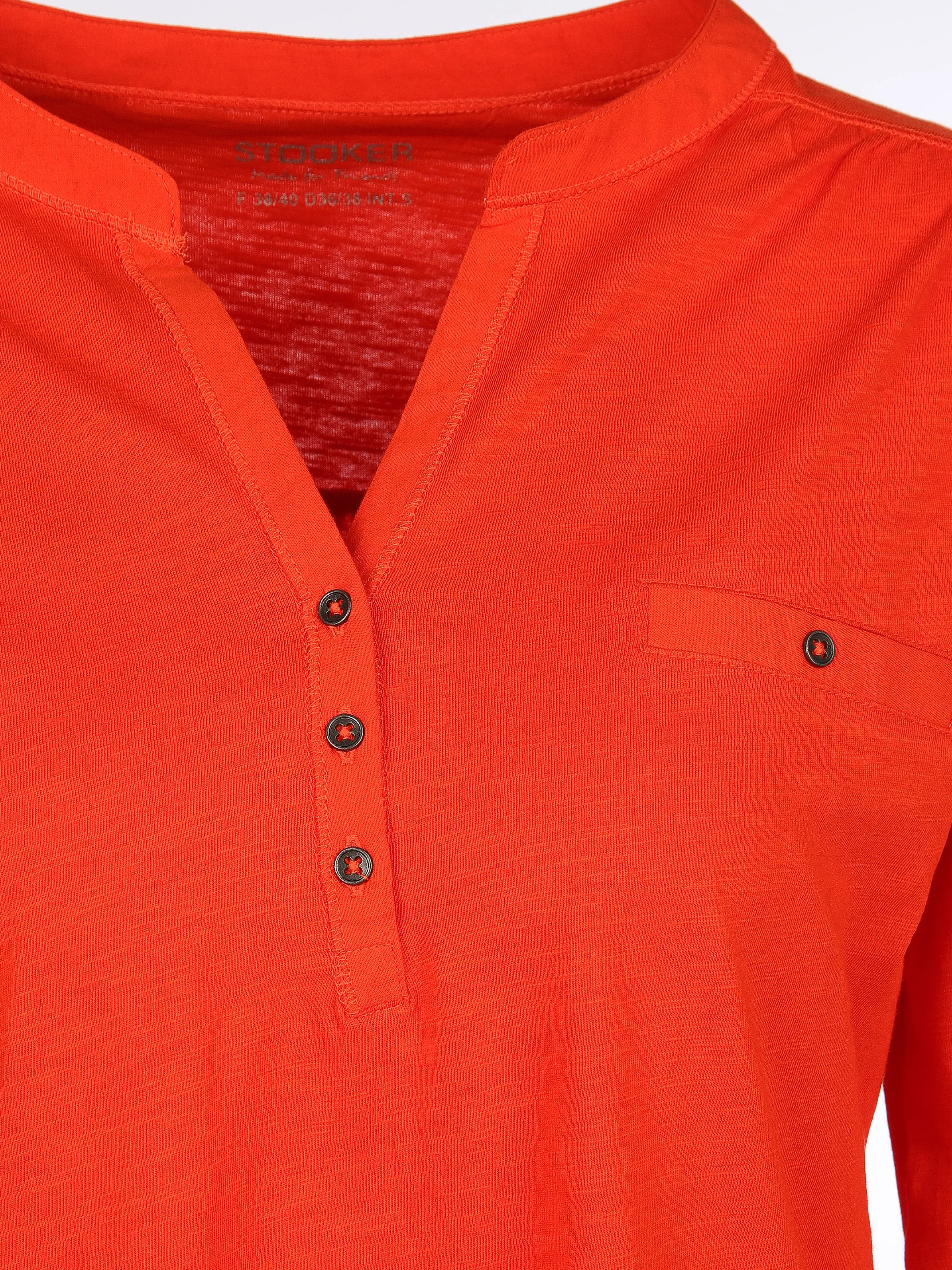 Damen Longshirt mit kurzer Knopfleiste